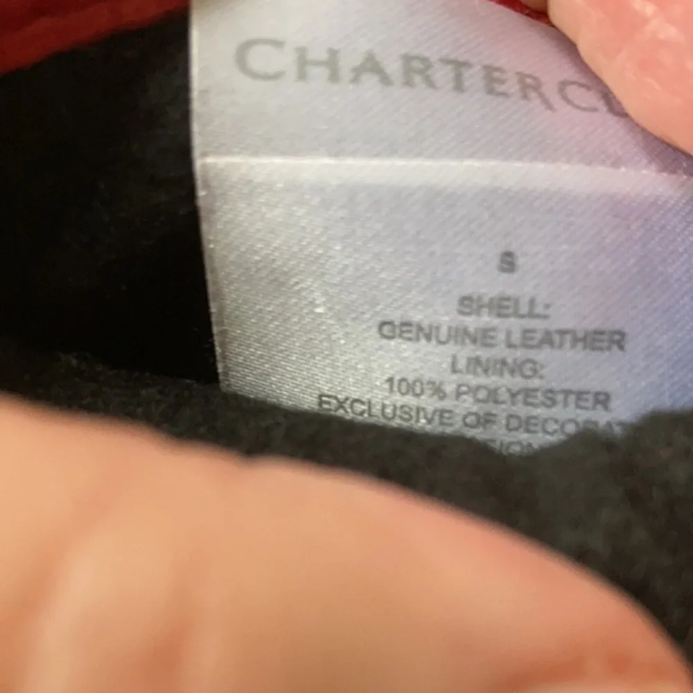 Nwt CHARTER CLUB red 100% leather touch‎ screen gloves SMALL